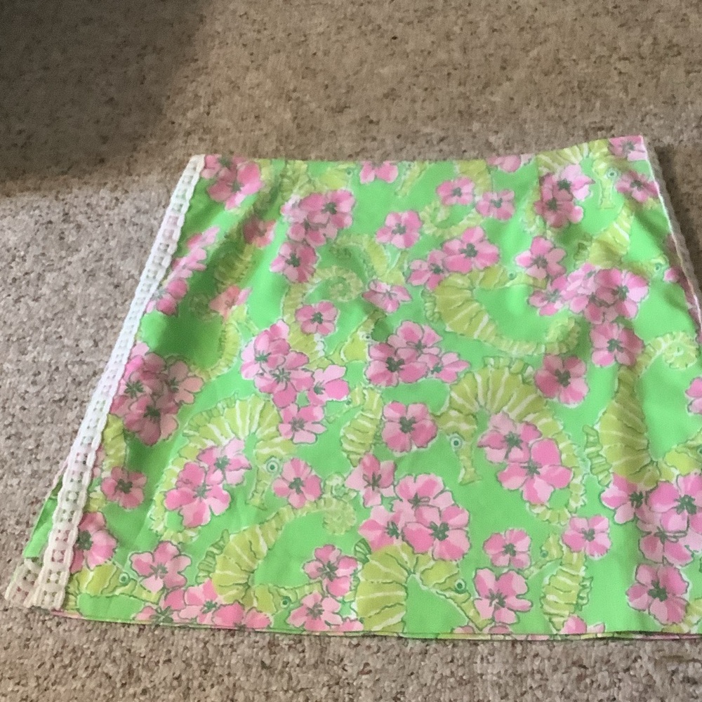 Lilly Pulitzer Green and Pink Floral‎ Skirt